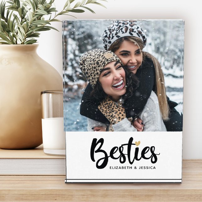 Best Friends Script Foto Block (A cute Besties photo block. Personalize it with your favorite photo and your names.)