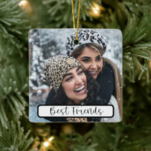 Best Friends Script Weihnachts-Foto Jahr Keramikornament