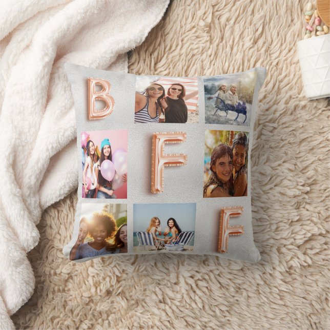 Best Friends silberne Rose Gold Foto Collage Kissen (Decke)