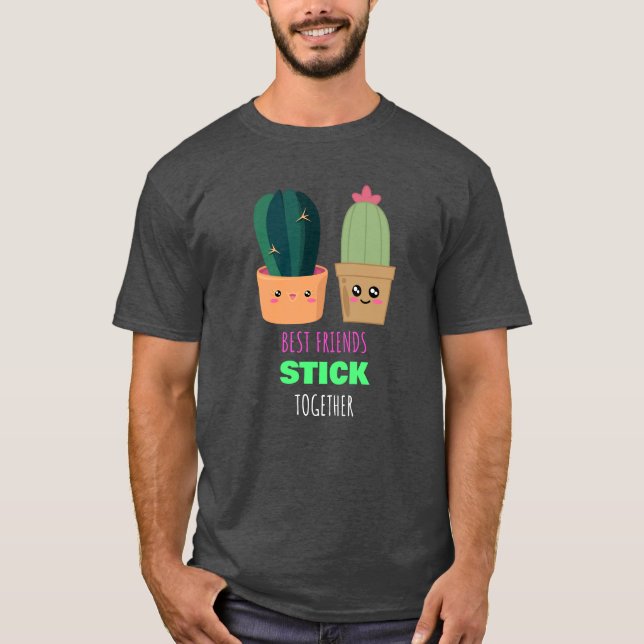 Best Friends Stick Together - Niedlicher Kakteen-P T-Shirt (Vorderseite)