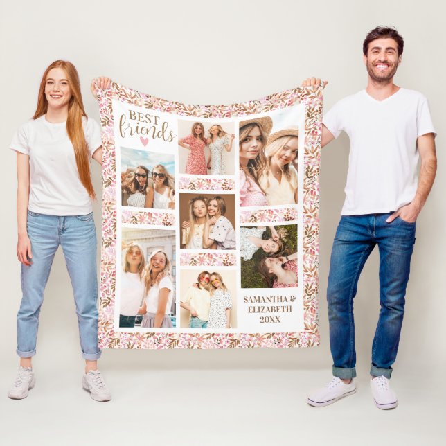 Best Friends Stylish BFF Friendship Pink Photo Fleecedecke (Beispiel)