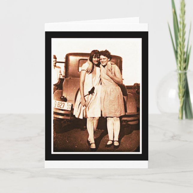 Best Friends Vintag Sepia Karte (Vorderseite)