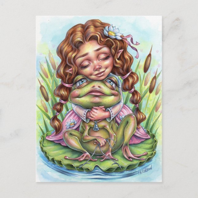Best Froggy Friend Postcard Elf Fairy Princess Postkarte (Vorderseite)