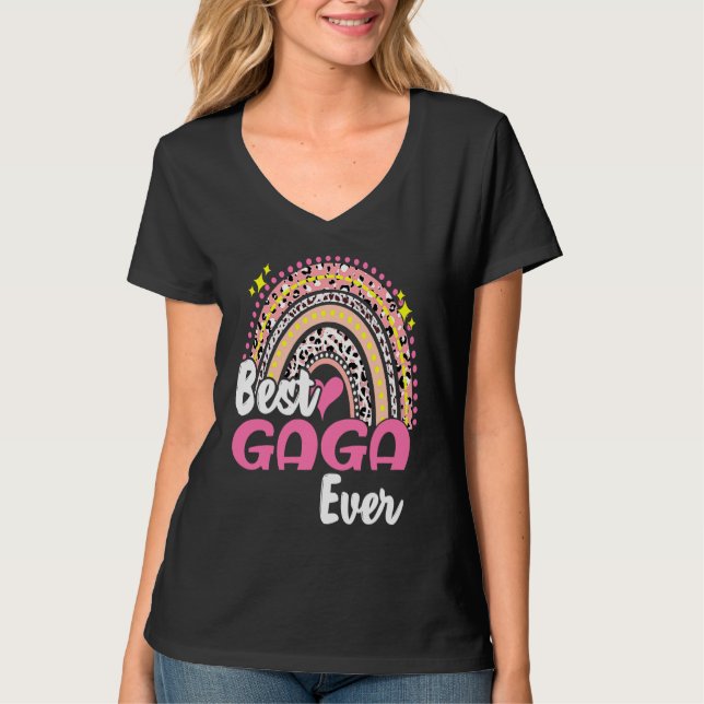 Best Gaga Ever  Pink Leopard Rainbow Mothers Day T-Shirt (Vorderseite)