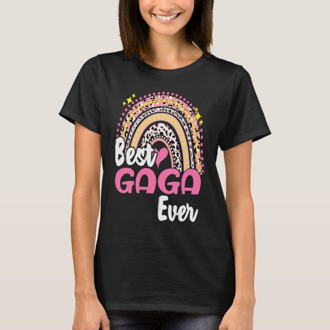 Best Gaga Ever  Pink Leopard Rainbow Mothers Day T-Shirt (Vorderseite)