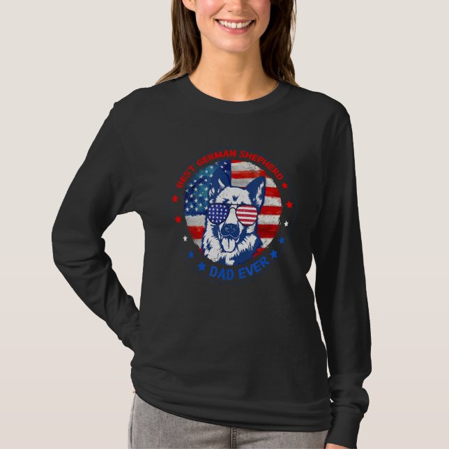 Best German Shepherd Dad Ever American Flag Dog Fa T-Shirt (Vorderseite)