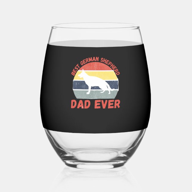 Best German Shepherd dad ever quote Funny Shepherd Weinglas Ohne Stiel (Vorderseite)