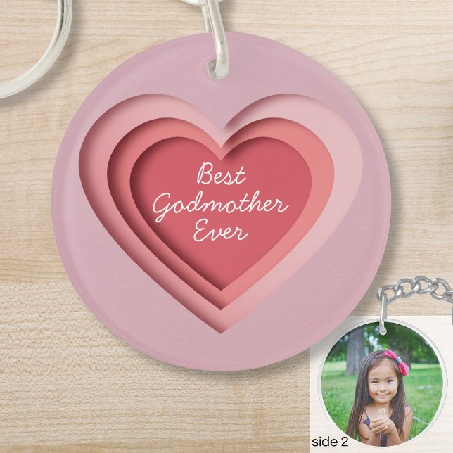 Best Godmother Ever Custom Photo Heart Schlüsselanhänger (Von Creator hochgeladen)