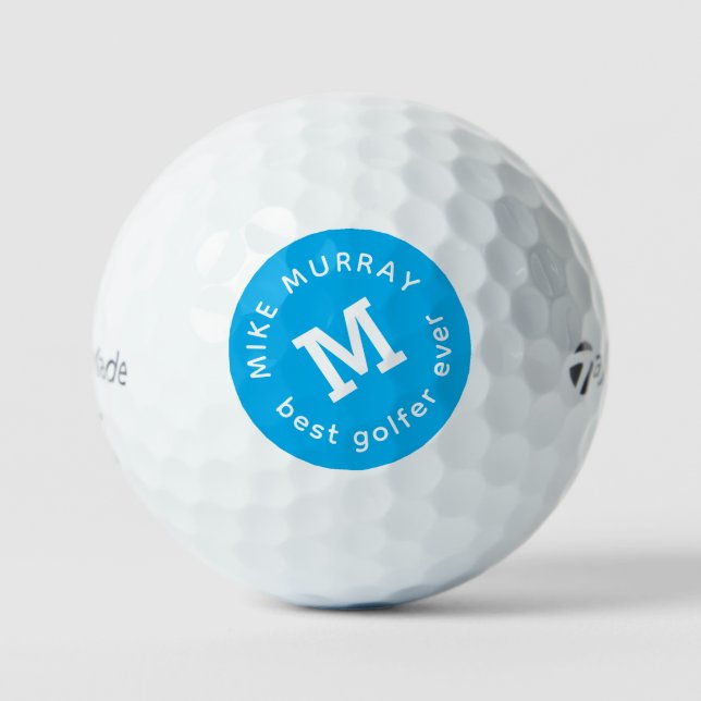 'Best Golfer Ever Blue Mit Monogramm Golfball (Vorderseite)