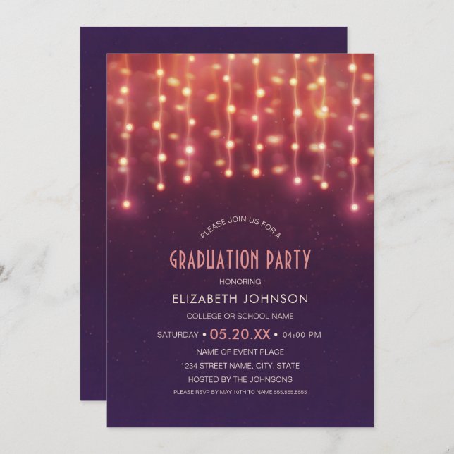 Best Graduation Party 2020 String lights Grad Einladung (Vorne/Hinten)