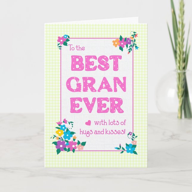 Best Gran Ever Mother's Day Hugs and Kisses Card Karte (Vorderseite)