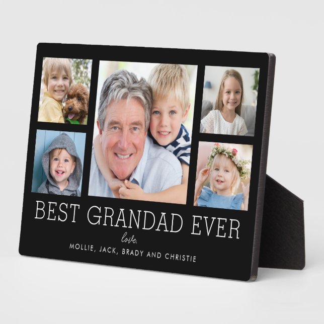 Best Grandad je 5-Foto-Familie Collage Custom Fotoplatte (Seite)