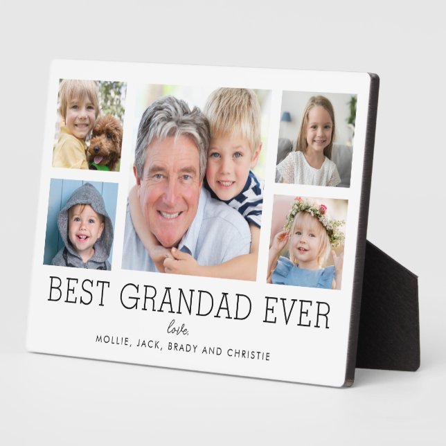 Best Grandad je 5-Foto-Familie Collage Custom Fotoplatte (Seite)
