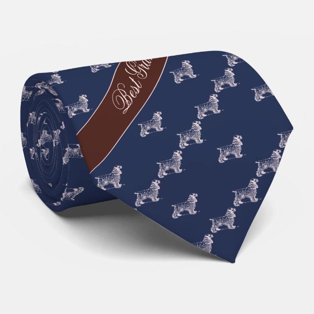Best Grandads Hundsmuster Marine Neck Tie Krawatte (Gerollt)