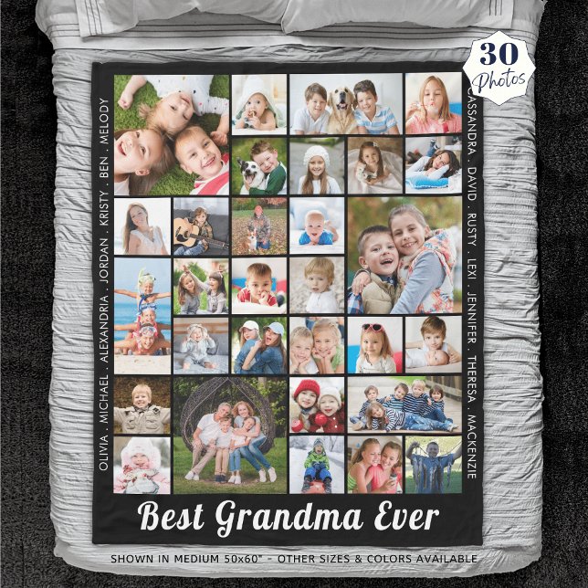 BEST GRANDMA EVER 30 Foto Collage Personalisiert Fleecedecke (Von Creator hochgeladen)