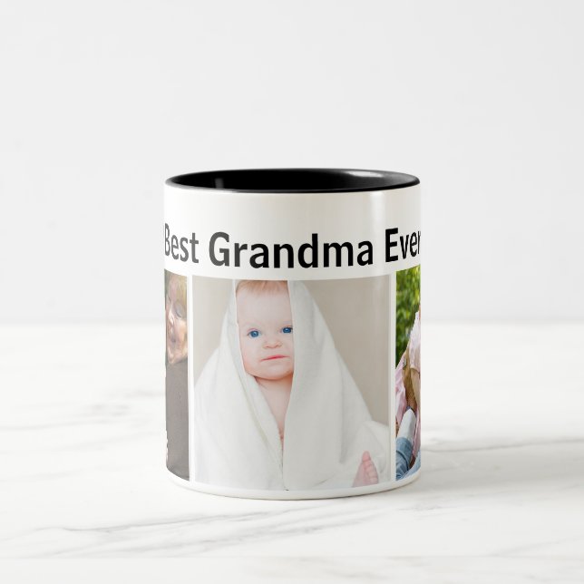 Best Grandma Ever 3Photo Collage Custom  Zweifarbige Tasse (Mittel)