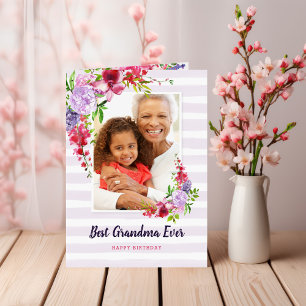 Best Grandma Ever Birthday Photo Greeting Card Karte