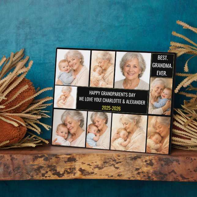 Best Grandma Ever | Custom Photo Collage Fotoplatte (Seite)