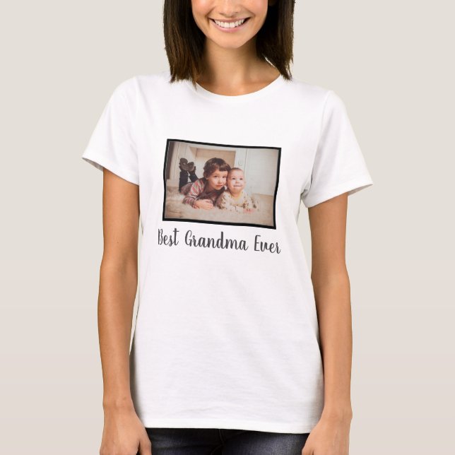Best grandma ever family custom photo white T-Shirt (Vorderseite)