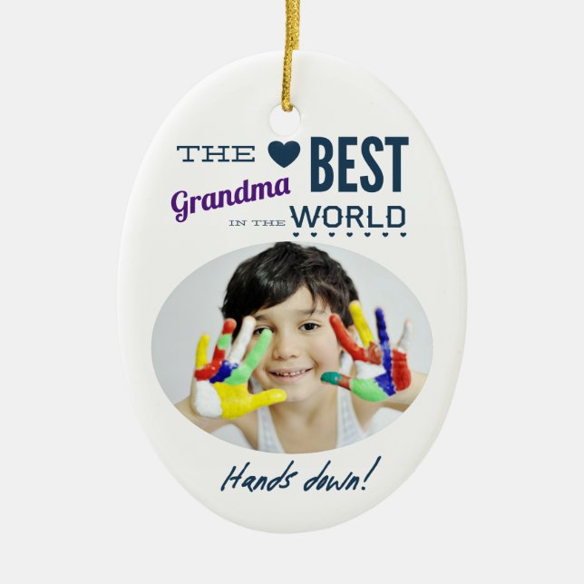 Best Grandma Ever Foto Keramik Ornament (Vorne)