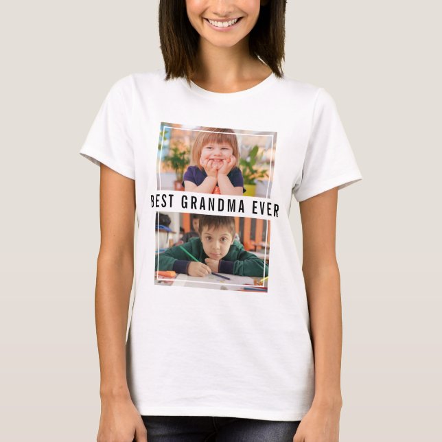 Best Grandma Ever Grandchildren 2 Photo Collage  T-Shirt (Vorderseite)