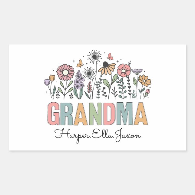 Best Grandma Ever | Happy Grandparents Day Cute Rechteckiger Aufkleber (Vorderseite)