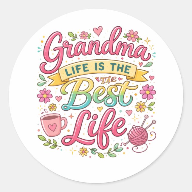 Best Grandma Ever | Happy Grandparents Day Cute Runder Aufkleber (Vorderseite)