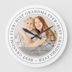 Best Grandma Ever Modern Classic Photo Große Wanduhr