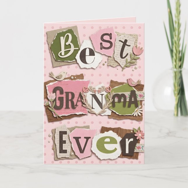 Best Grandma Ever Mother's Day Scrapbook Photo Karte (Vorderseite)