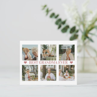 Best Grandma Ever Photo Collage – Gift with Hearts Feiertagskarte