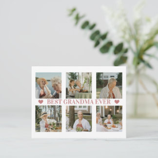 Best Grandma Ever Photo Collage – Gift with Hearts Feiertagspostkarte