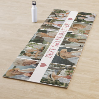 Best Grandma Ever Photo Collage – Gift with Hearts Yogamatte