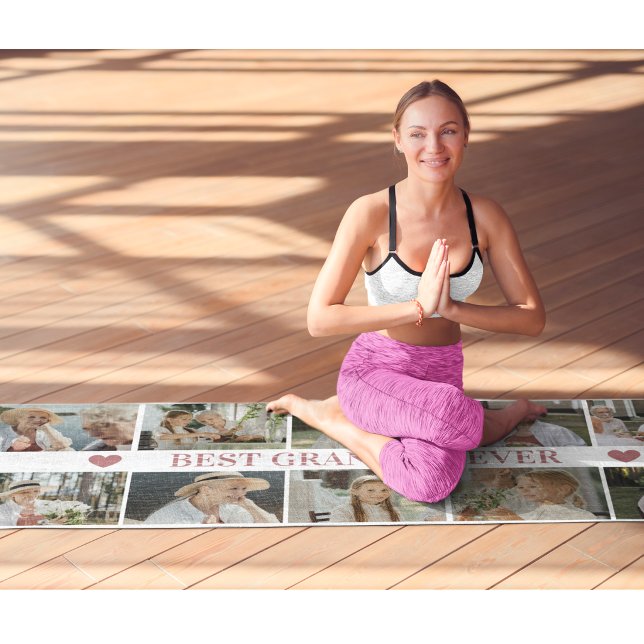 Best Grandma Ever Photo Collage – Gift with Hearts Yogamatte (Von Creator hochgeladen)