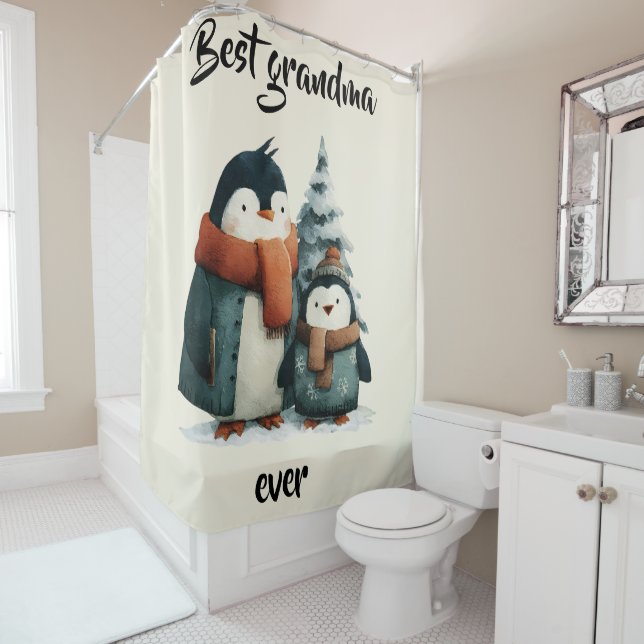 Best Grandma Ever Winter Penguins Duschvorhang (Beispiel)