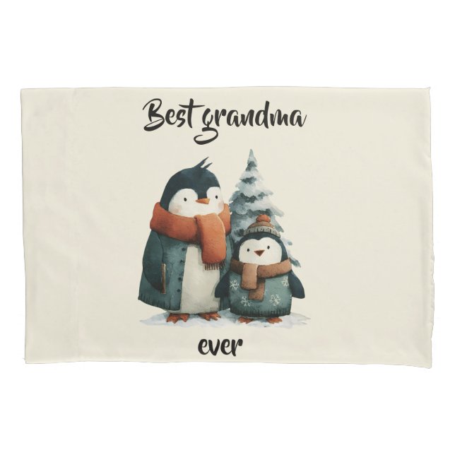 Best Grandma Ever Winter Penguins Kissenbezug (Vorderseite)