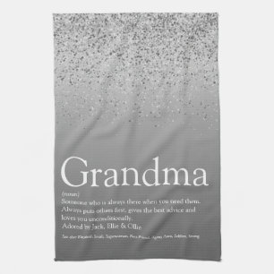 Best Grandma Grandmother Definition Silver Glitter Geschirrtuch