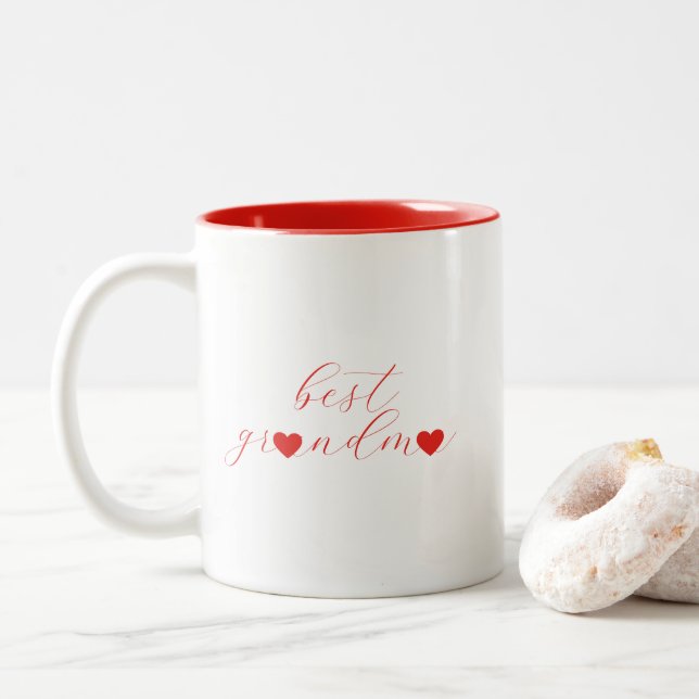 Best Grandma, Granny Gift, Modern  Zweifarbige Tasse (Mit Donut)