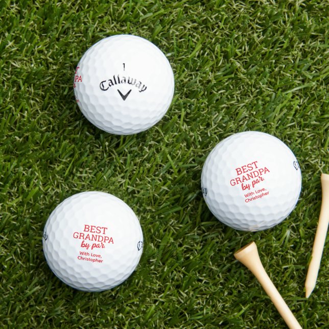 Best Grandpa by par Modern red text Custom Name  Golfball (Insitu Gras)