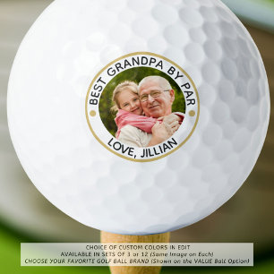 BEST GRANDPA BY PAR Photo Personalized Golf Balls Golfball