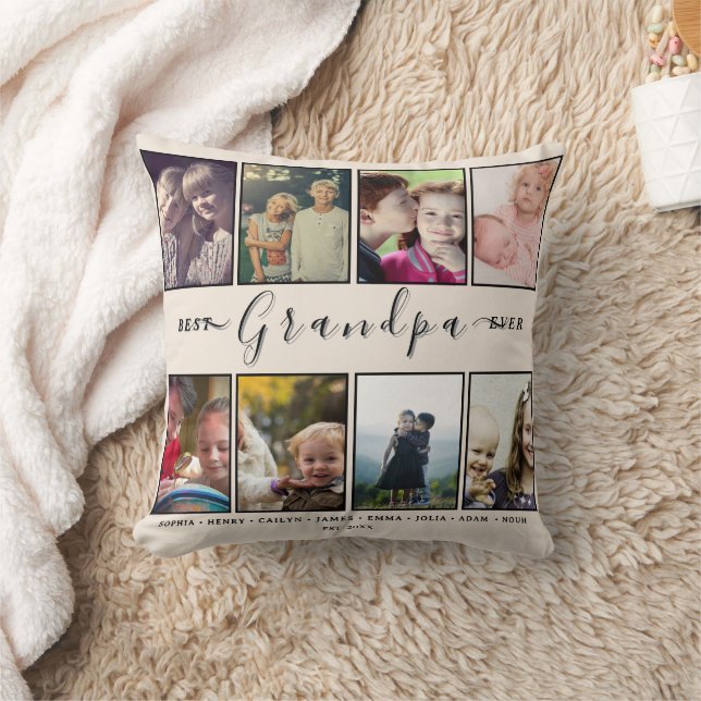 Best Grandpa Ever – Custom Grandkids’ 8 Photo Name Kissen (Decke)