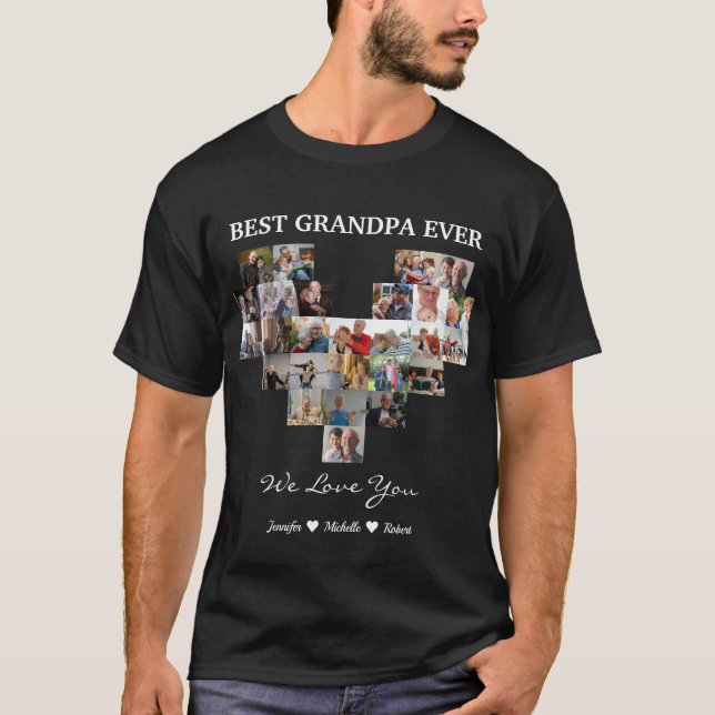 Best Grandpa Ever Custom Photos Grandchildren Name T-Shirt (Vorderseite)