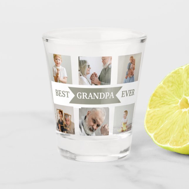 Best Grandpa Ever | Custom Photos Shot Glass Schnapsglas (Vorderseite)