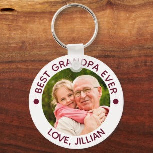 BEST GRANDPA EVER Foto Personalisiert Maroon Schlüsselanhänger