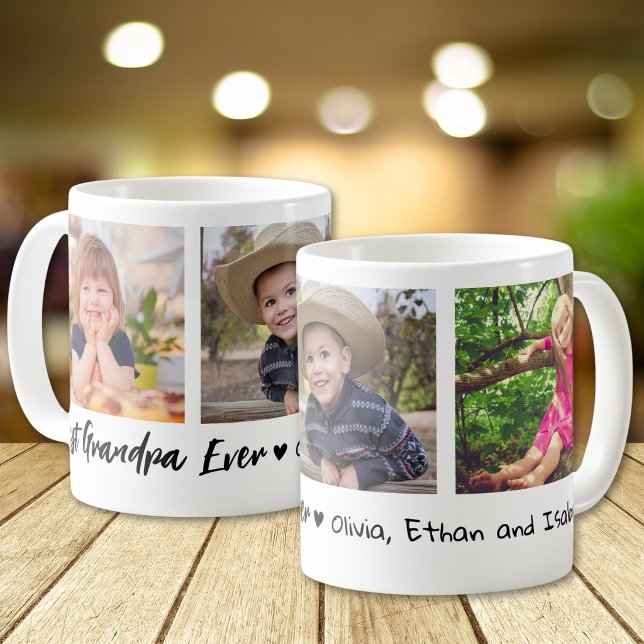 Best Grandpa Ever Grandchildren 3 Photo Collage   Kaffeetasse (Von Creator hochgeladen)