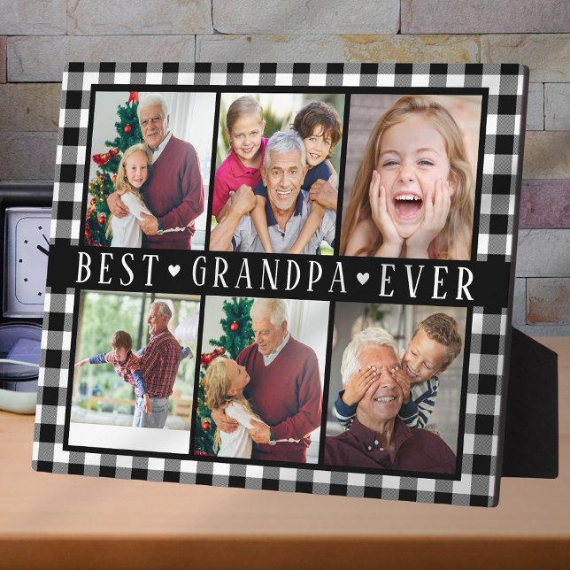 Best Grandpa Ever Hearts Photo Collage Keepsake  Fotoplatte (Von Creator hochgeladen)