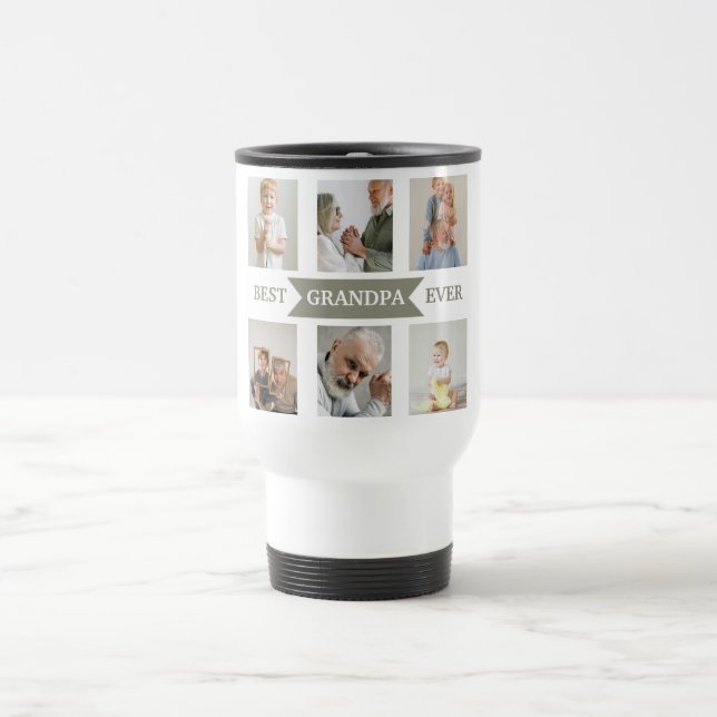 Best Grandpa Ever – Personalized Photos Travel Mug Reisebecher (Mittel)