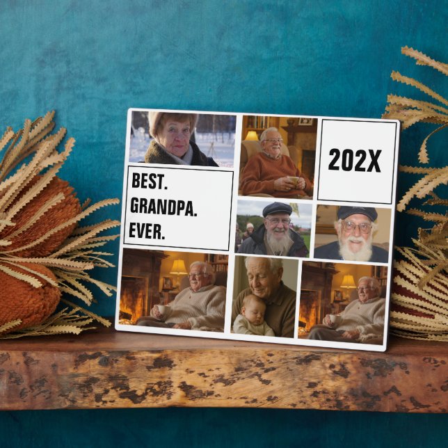 Best Grandpa Ever Photo Collage and Custom Text Fotoplatte (Seite)