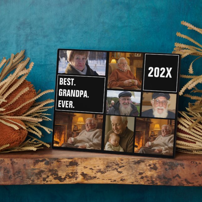 Best Grandpa Ever Photo Collage and Custom Text Fotoplatte (Seite)
