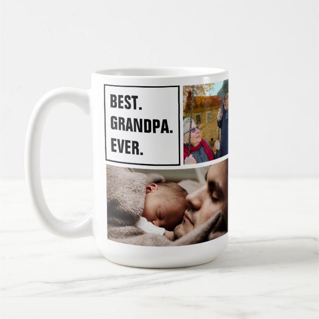 Best Grandpa Ever Photo Collage and Custom Text Kaffeetasse (Links)