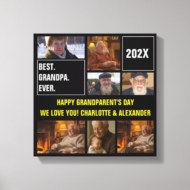 Best Grandpa Ever Photo Collage and Custom Text Leinwanddruck (Vorderseite)